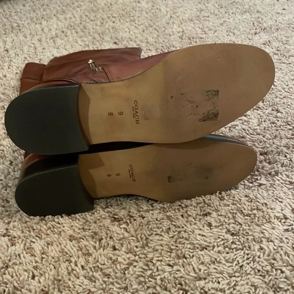 Coach - Brown, tall, leather boots with 1/2 side zip. Size 9B - Picture 7 of 8